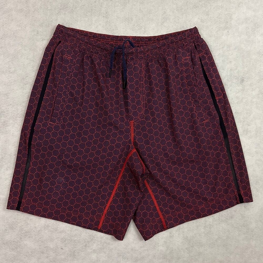 Lululemon Pace Breaker Shorts Men Large Red Navy Lined Running Gym Training